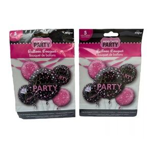 Bachelorette Party Balloons Foil Pink Silver Black Sparkly Decorations 10